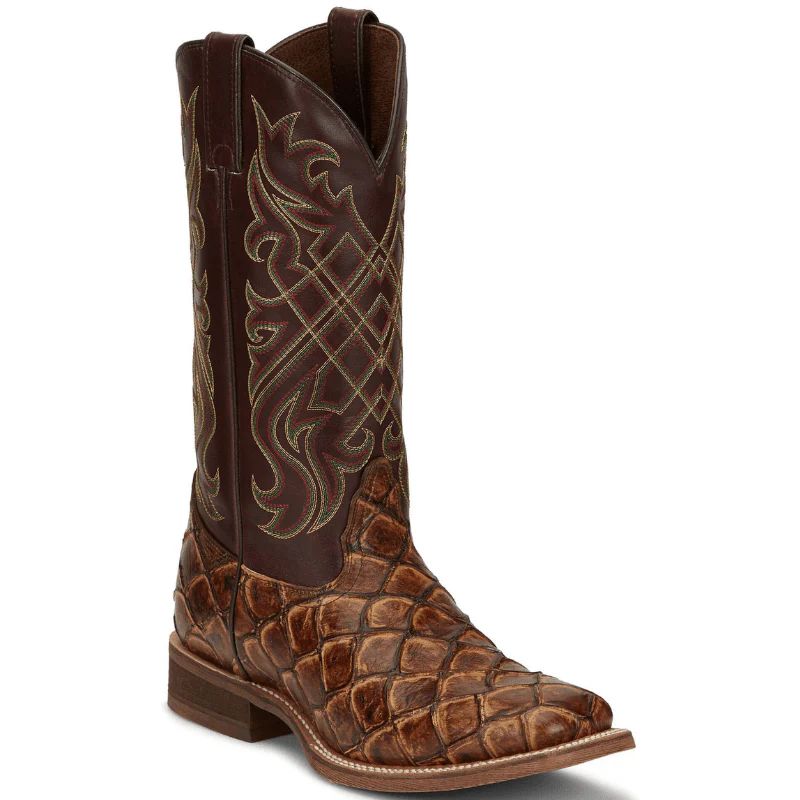 NOCONA | MEN'S BRYCE MAPLE BROWN PIRARUCU PRINT WESTERN BOOTS NB5561-Brown